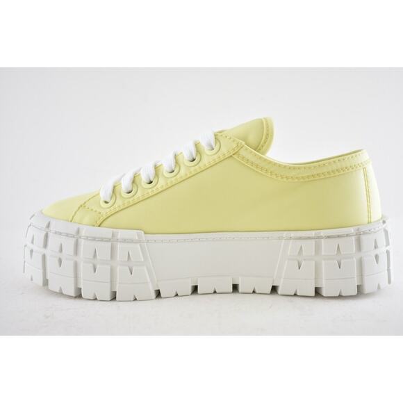 Prada Yellow Nylon White Platform Lug Sole Flat Low Top Trainer Sneaker 37 - Picture 9 of 12